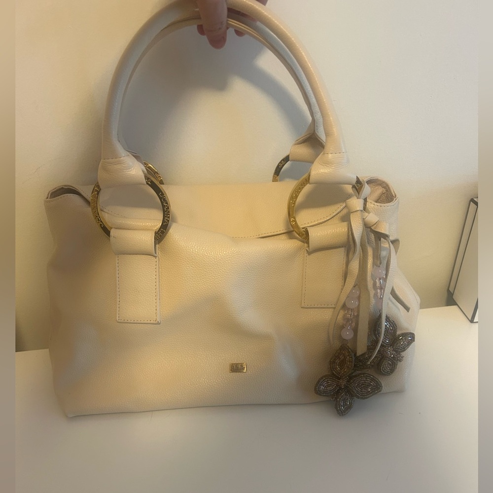 Joanna Lhuillier Suede Leather Cream Handbag